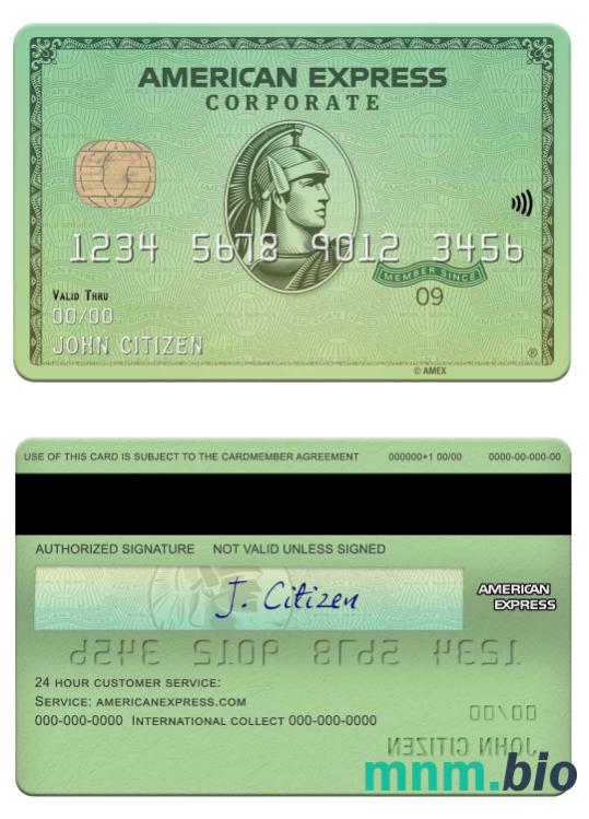 USA California Varo bank amex green karta przykład w formacie PSD
